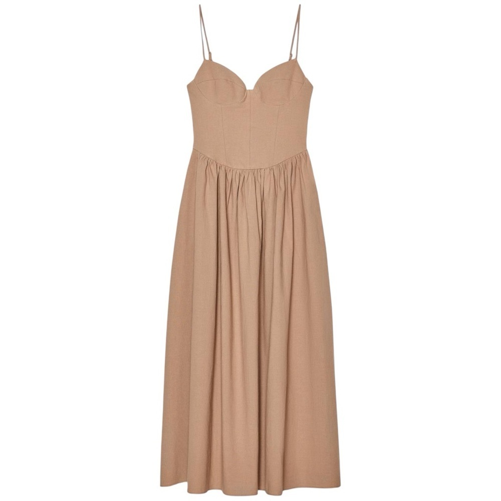 NEW Zara Midi Strappy Dress Empire Waist Old Money Garden Party Size‎ XS - Picture 2 of 15